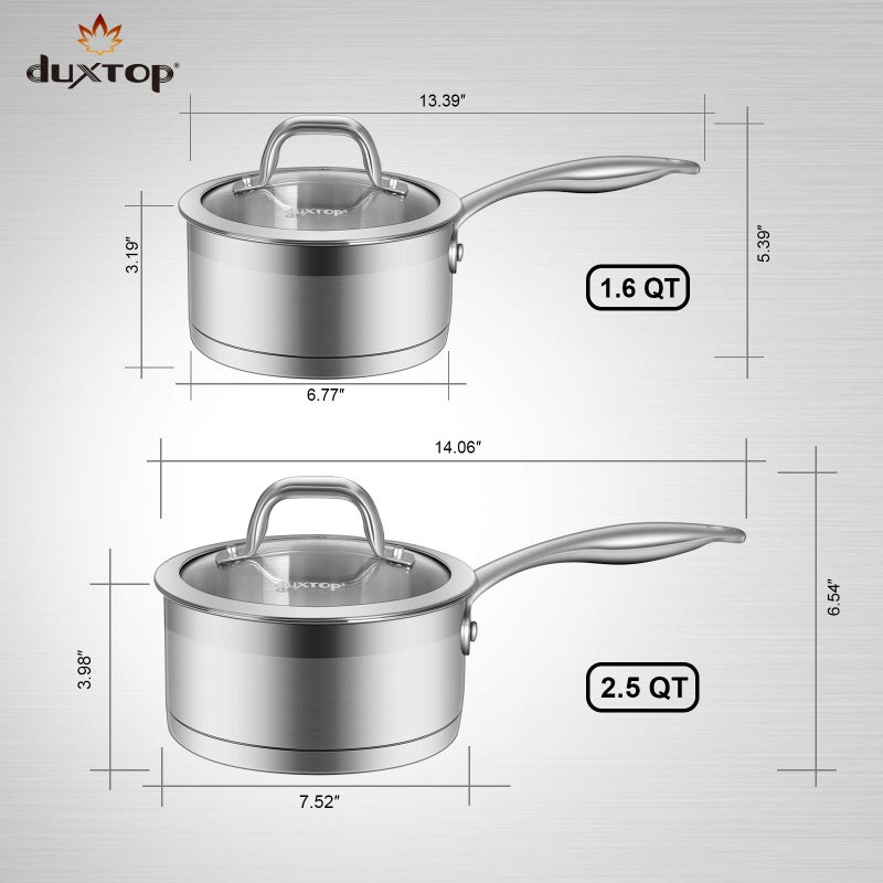 Duxtop Professional Stainless Steel Sauce Pan with Lid, Kitchen Cookware, Induction Pot with Impact-bonded Base Technology, 2.5 Quart - Image 5